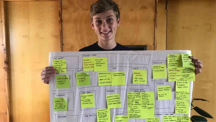 Noah Jay with his co-design canvas to make his project happen!